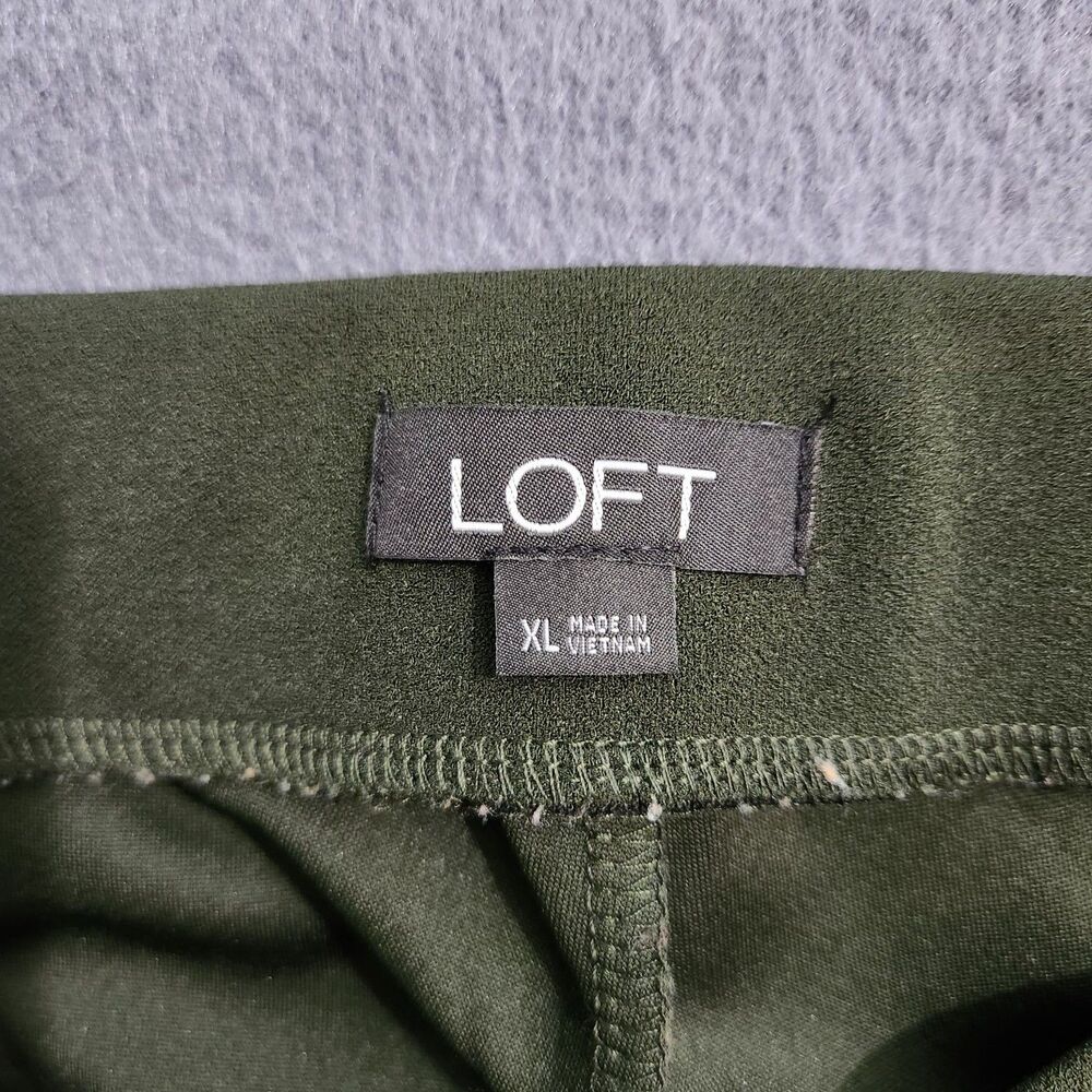 LOFT Women XL Green Pintucked High Rise Straight Leg Elastic Waist Pull On Pants - Picture 5 of 10